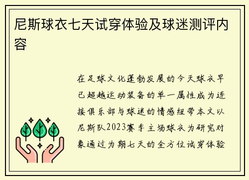 尼斯球衣七天试穿体验及球迷测评内容